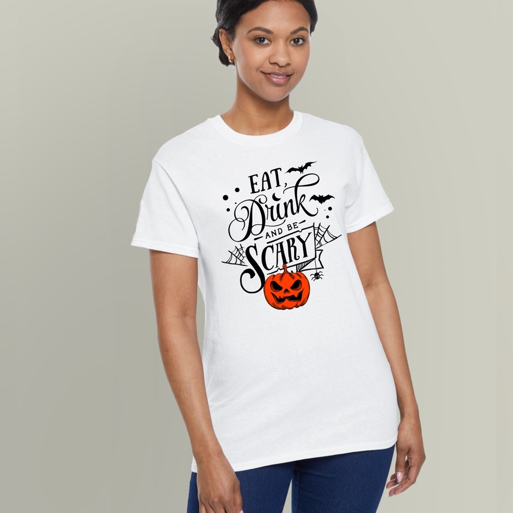 Gildan White Halloween Graphic Tee